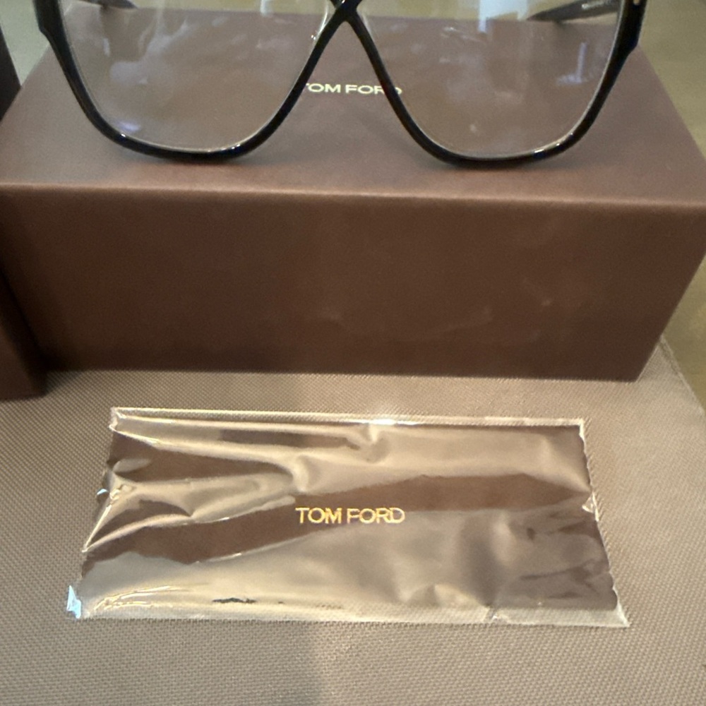 Tom Ford Brown and Gold Branded Sleeve and Blue Block Insert